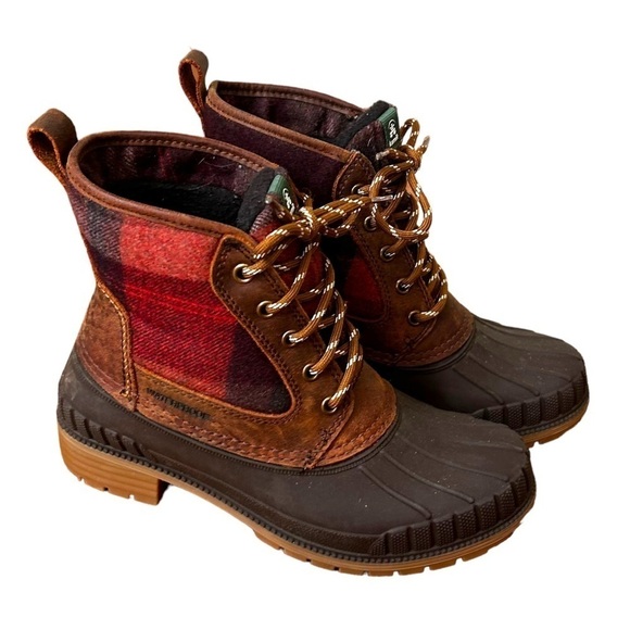 Kamik W SIENNA MID, Dark Brown Plaid Waterproof Winter Boots - Picture 3 of 12